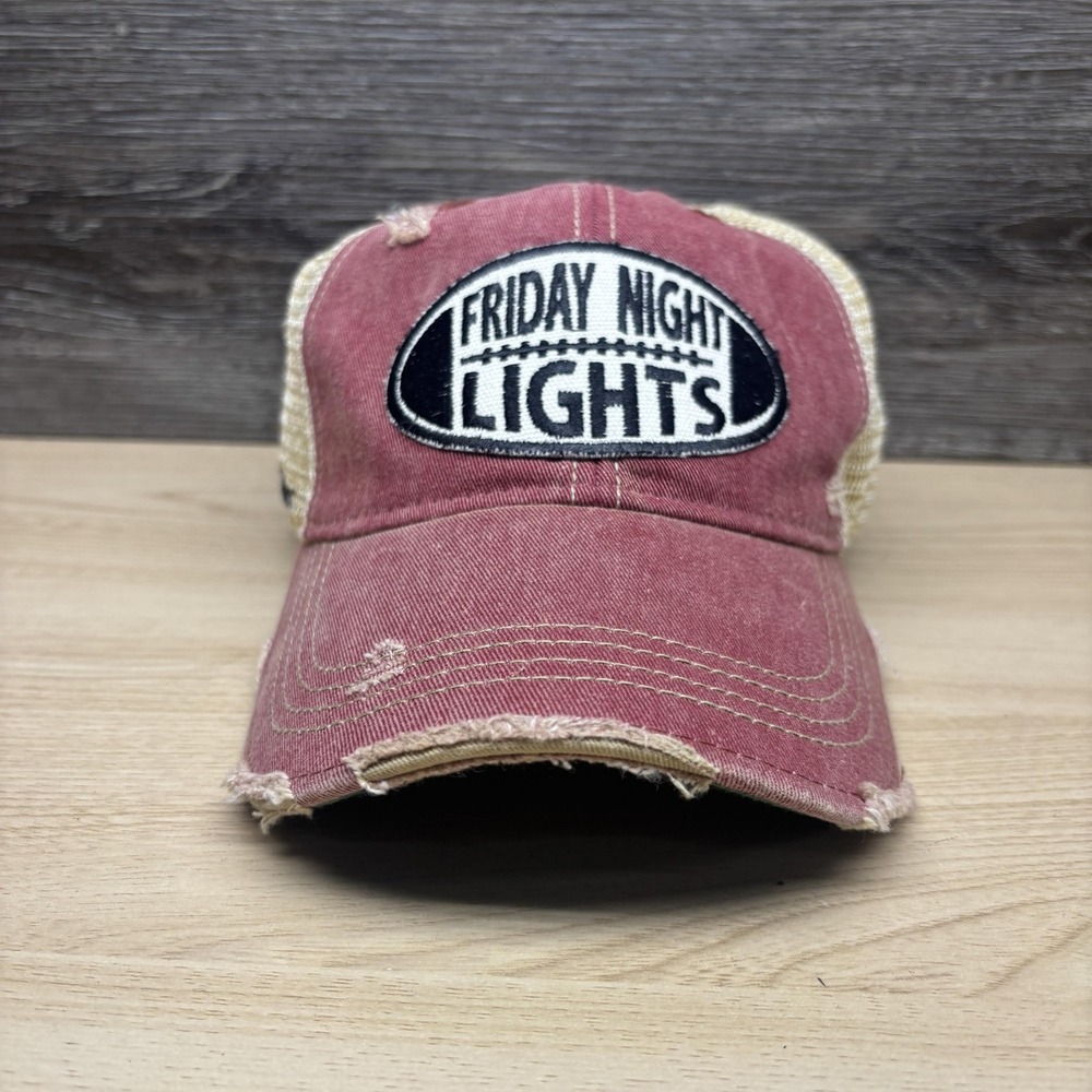 Friday Night Lights Hat Snap Back Womens Red Mesh Distressed Football Wild Oates